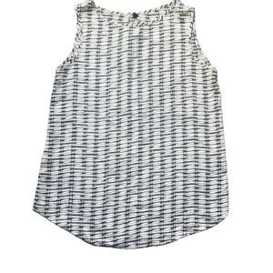 Benetton Black White‎ Geometric Abstract Print Flowy Top XS Workwear Office Work